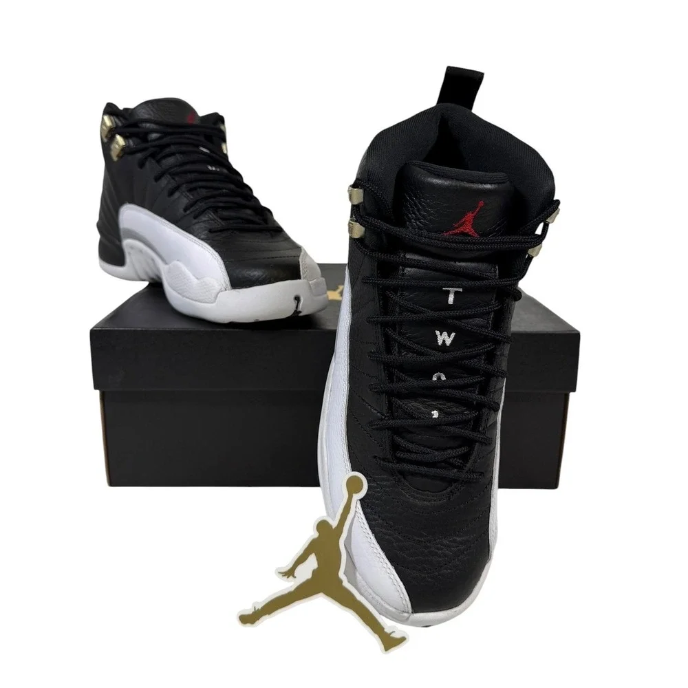 Air Jordan 12 Retro GS Playoffs Black White Varsity Red 153265-006 Size 7Y Men 7